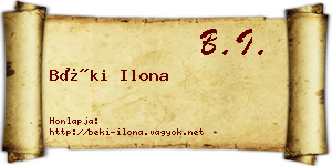 Béki Ilona névjegykártya
