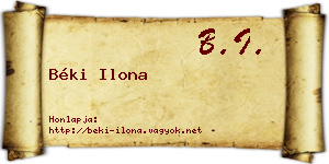 Béki Ilona névjegykártya
